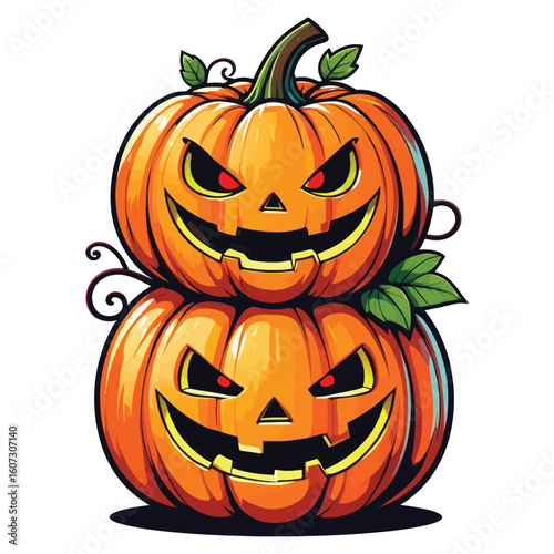 Spooky halloween night scene with haunted elements
