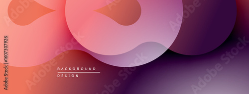 Abstract gradients, overlapping shapes create modern background. Soft color transitions, smooth curves define design elements. Minimalist aesthetic.