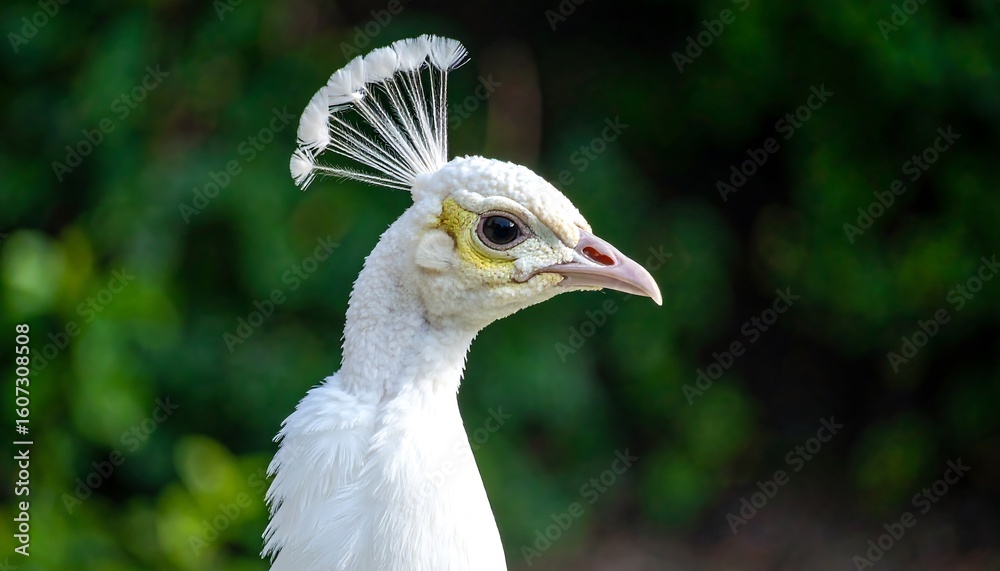 Close-up of a white peacock's head and neck Close-up of a white peacock's head and neck