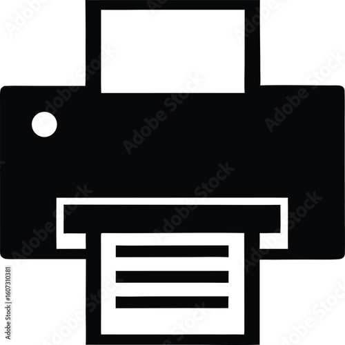Printer vector icon silhouette style