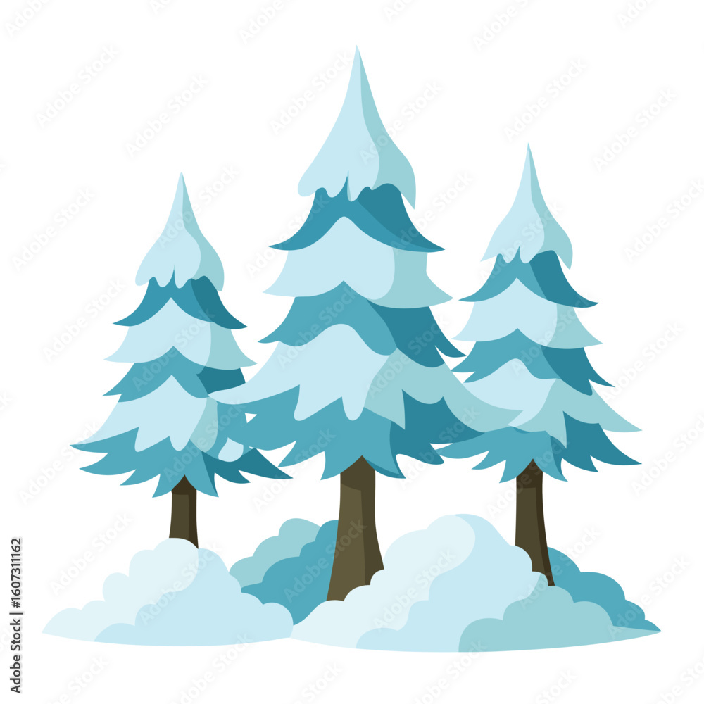 Obraz premium Snow-covered trees Vector Illustration.eps