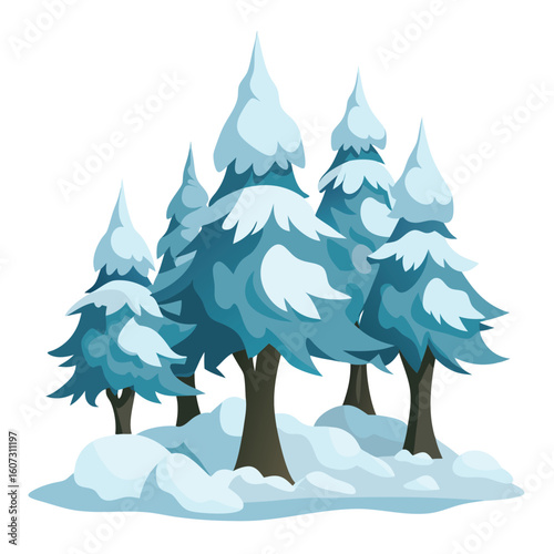 Snow-covered trees Vector Illustration .eps