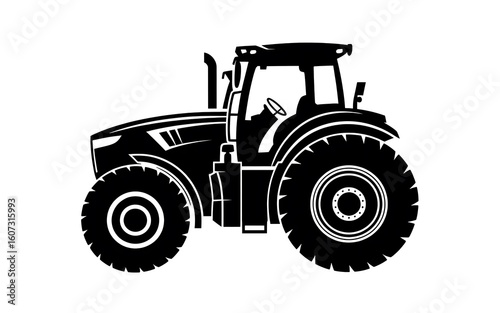 Sleek Silhouette of a Modern Tractor Symbolic of Agriculture Innovation and Powerful Machinery Used in Contemporary Farming Practices