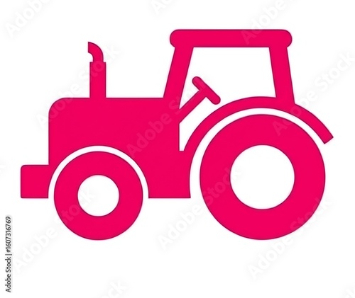 Simple Pink Tractor Illustration Agriculture and Farming Equipment Isolated on White Background a Symbol of Rural Life and Agricultural Machinery