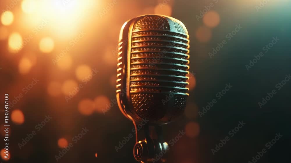 Ultra HD Timeless microphone video a retro chrome microphone video vintage stylized broadcast microphone video metallic microphone video metallic chrome color microphone video