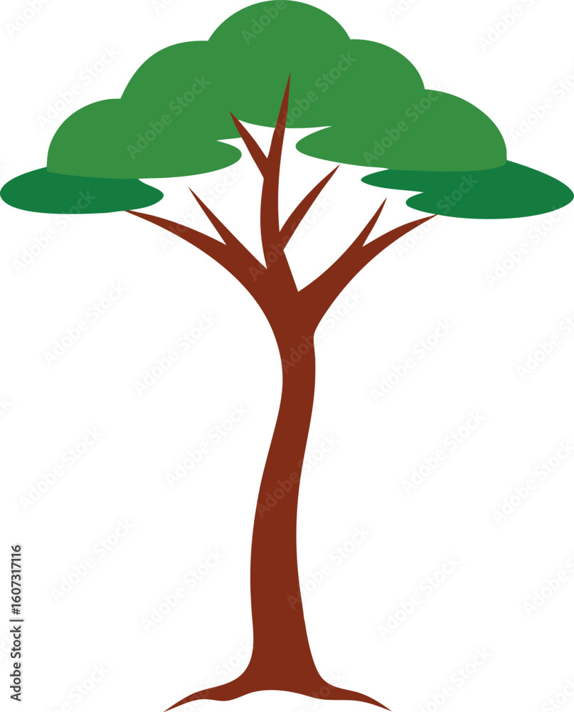 Obraz premium Lone desert tree standing strong in dry arid landscape Vector illustration