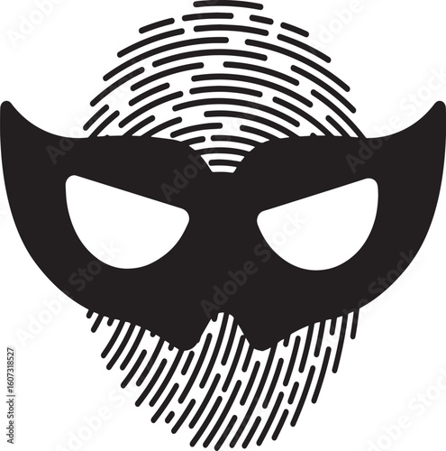 Cybercrime Identity Theft - Fingerprint with Mask Vector