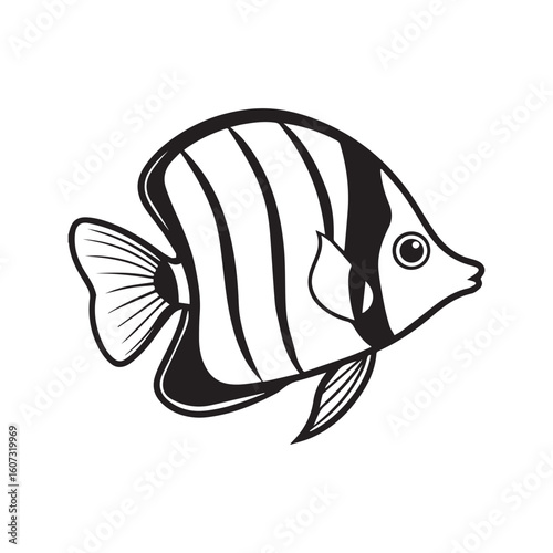 Butterfly fish vector illustration logo design silhouette 