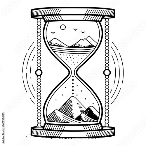 Minimal flat design of a classic hourglass, clean vector style




