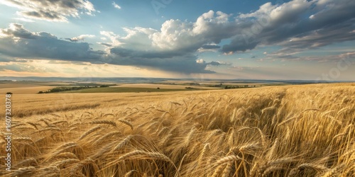 Golden Wheat Field Under Cl...