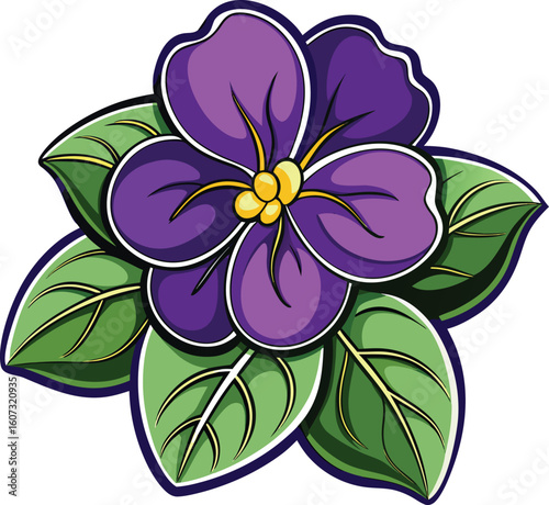 African Violet line art vector on a white background 