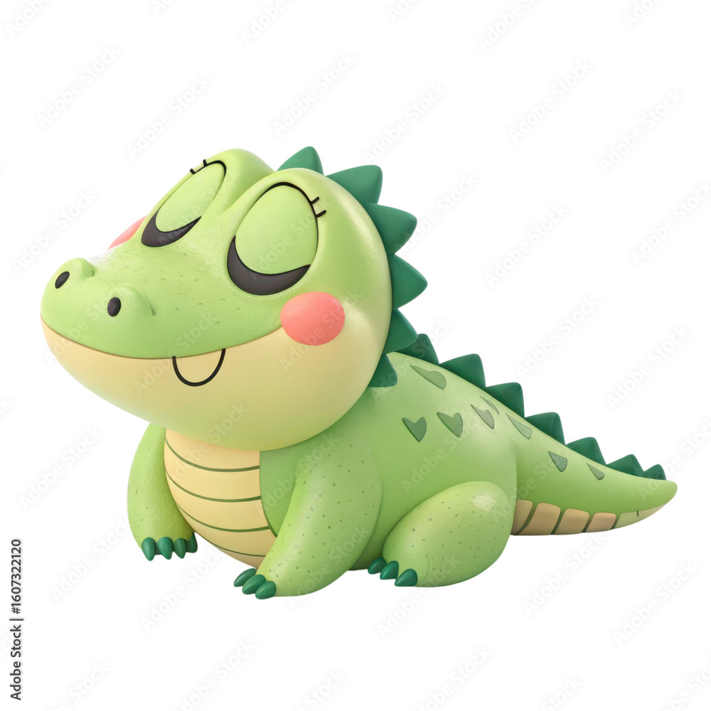 Naklejka premium Cute cartoon green alligator plush toy isolated on transparent background isolated on white background