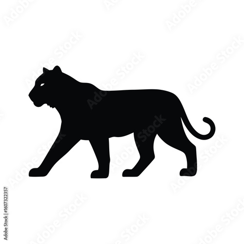 Silhouette of a black panther walking with a powerful stride