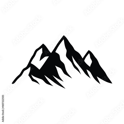 Stylized black silhouette of jagged mountain peaks