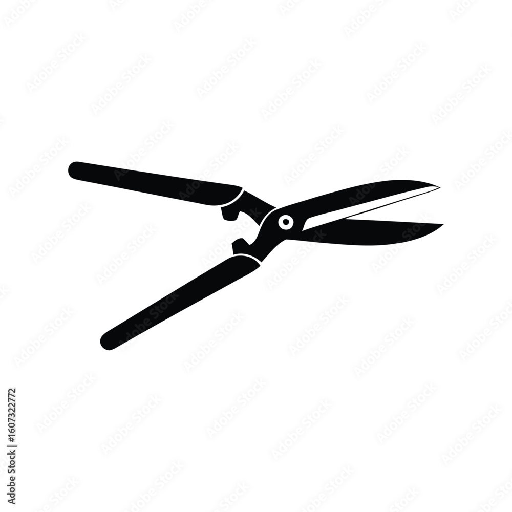 Black silhouette of garden shears on a white background Black silhouette of garden shears on a white background