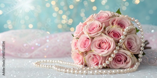 Pink Roses Bouquet with Pea...