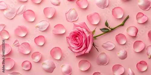 Pink Rose and Petals on Pin...