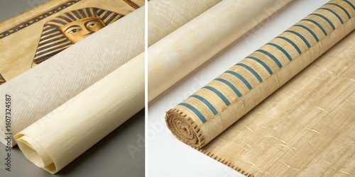 Rolled Egyptian Papyrus and...