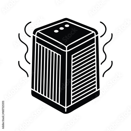 Illustration of a modern air purifier machine with an air flow effect