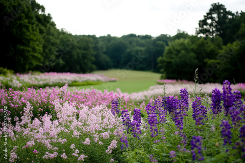 Colorful wildflower field in full bloom during springtime