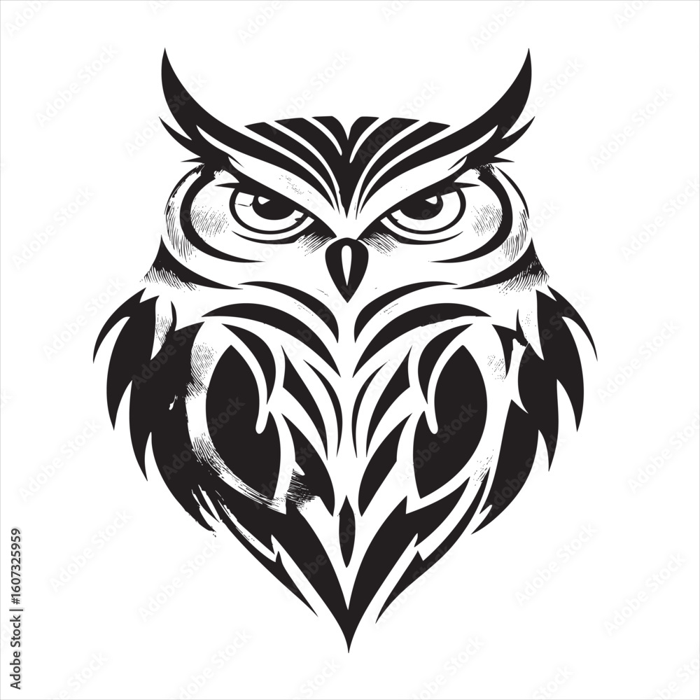 Obraz premium Stylized Owl Graphic Design for Wisdom Emblem 