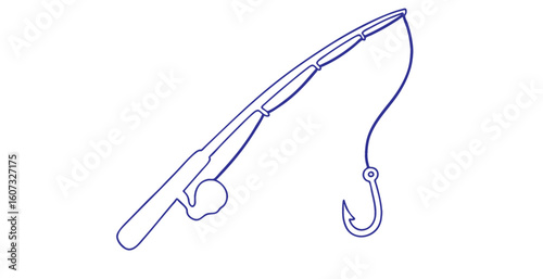 Blue fishing rod vectors