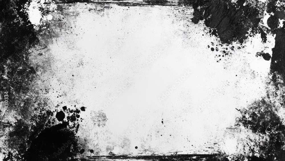 Fototapeta premium Black and white textured frame with grunge effects
