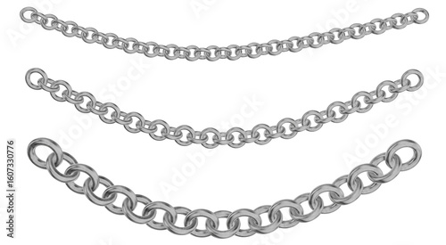 Wallpaper Mural A 3D render of elegant metal chains with classic rolo/curb style links. Ideal for jewelry, fashion accessories, or adding a refined, modern metallic element to any digital project. Torontodigital.ca