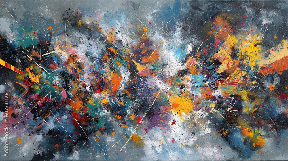 Fototapeta premium Abstract representation of Mahabharata war, chaos and emotion on canvas
