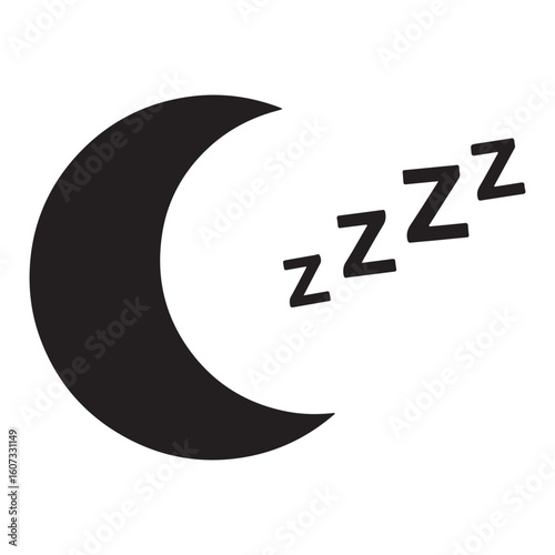 Crescent Moon with ZZZs A Symbol of Sleep and Restful Nights A Classic Illustration for Bedtime