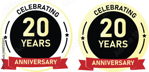20 Years Commemorative Anniversary Labels for Events and Businesses