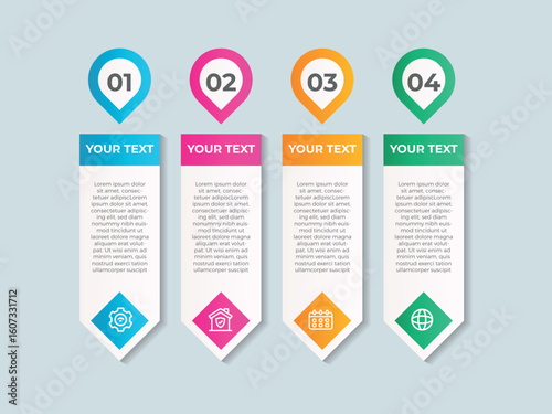 Vector 4 Set Of Infographics Template Design . Business Data Visualization Timeline with Marketing Icons most useful can be used for presentation, diagrams, annual reports, workflow layout