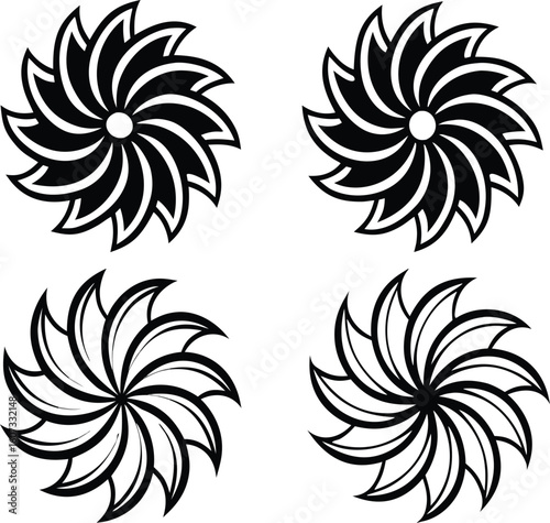 Black abstract patterns bundle resembling stylized forms