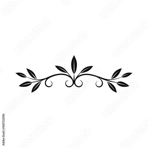 Thin Line Filigree Divider with Leaf Design