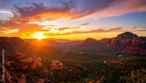 Breathtaking sunset over red rock canyons
