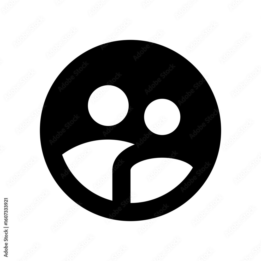 Fototapeta premium Happy group icon, solid fill symbol for community or team satisfaction