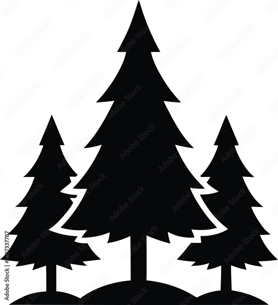 Obraz premium Christmas Trees Silhouette Icon