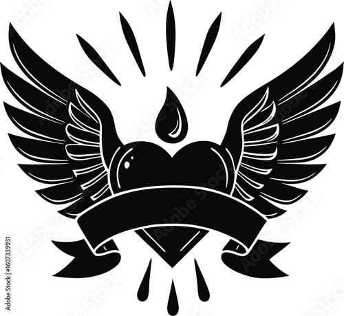 heraldic shield with wings