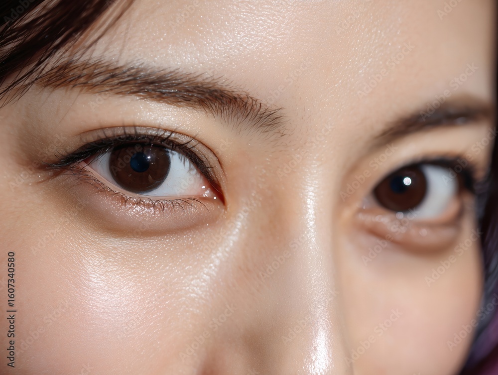 Fototapeta premium 目力のある日本人女性のクローズアップポートレート