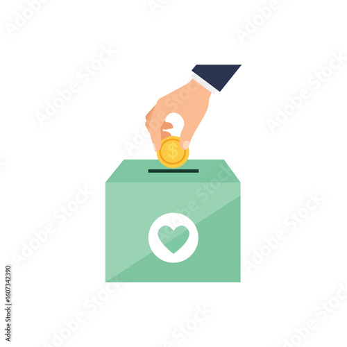Flat style hand inserting vote in box icon representing election democracy voting political participation decision and ballot system concepts

