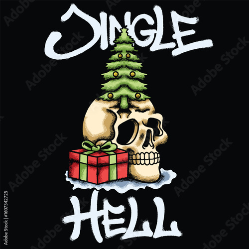 Christmas Skull for streetwear illustration