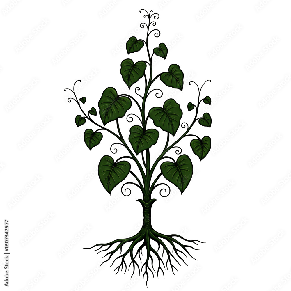 Obraz premium Green heart shaped leaves plant isolated on transparent background