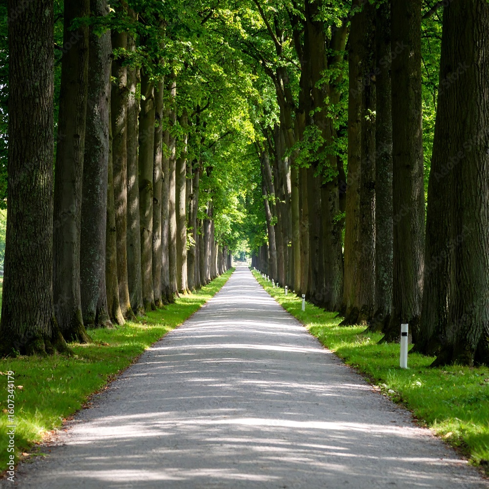 Fototapeta premium Sunlit avenue of trees
