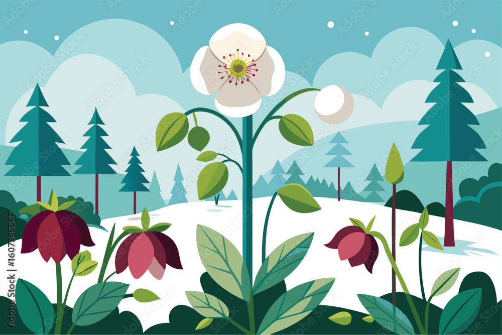 Obraz premium spring landscape with flowers and trees