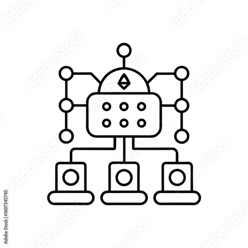 Machine Learning Algorithm Outline Vector Icon | Artificial Intelligence Illustration 