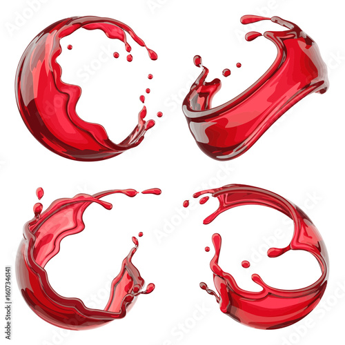 red paint splashes isolated on white