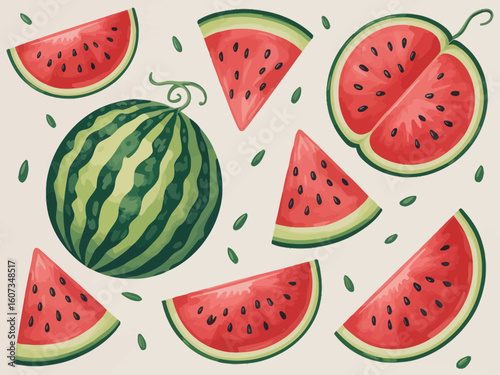 seamless pattern with watermelon