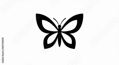 Simple Black Butterfly Silhouette Elegant Vector Design.