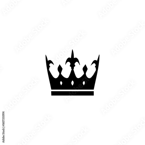 A modern minimalist crown logo in black color. Perfect for luxury brands, royal themes, high-end businesses, or elegant branding identities. This vector graphic features a stylized crown with clean li