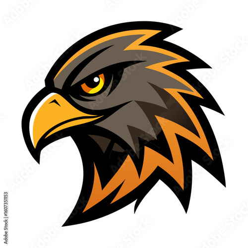 Aggressive eagle head mascot symbol with sharp features and fierce expression